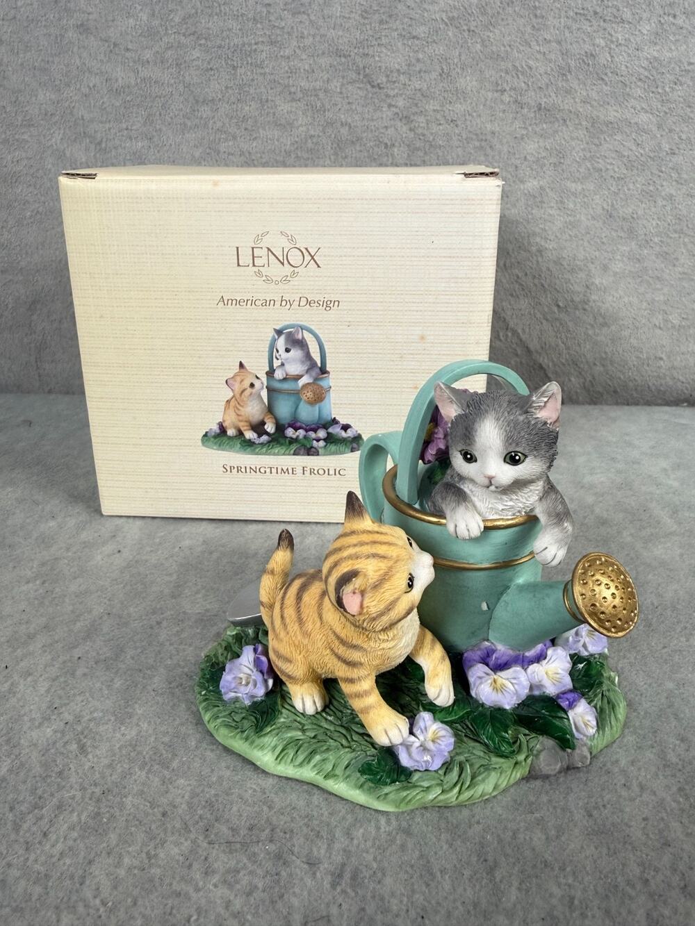 Lenox American by Design Springtime Frolic Figurine in Box Cats Kittens Garden